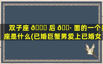 双子座 🐋 后 🌷 面的一个星座是什么(已婚巨蟹男爱上已婚女会怎么样)